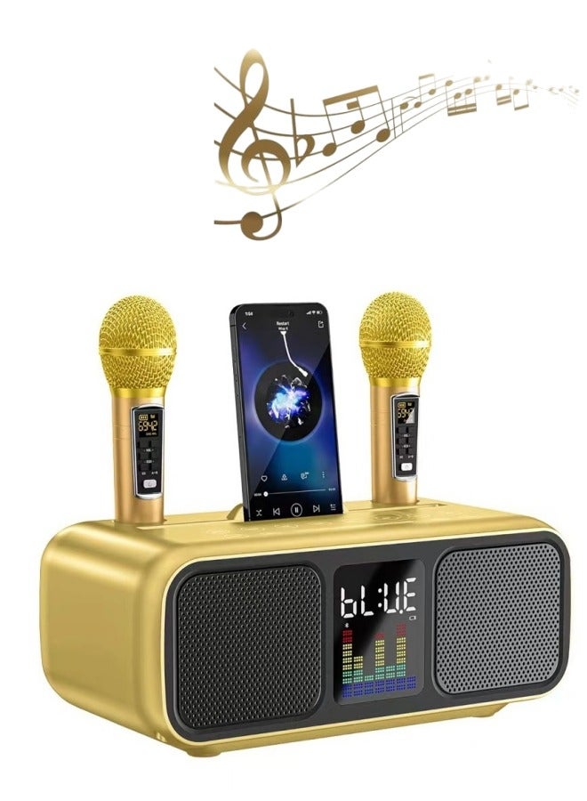 سدرد آلة كاريوكي ، 2 ميكروفون لاسلكي UHF وشاشة LED ، مكبر صوت بلوتوث محمول - Image 1